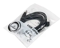 Кабель USB 2.0 (AM/BM) 3m Cablexpert кутовий - мініатюра 2