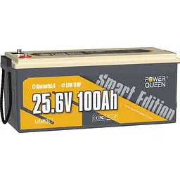 Акумулятор Power Queen LiFePO4 Smart BT 24V (25.6V/100Ah/2560Wh) (P24V100-100-BASIC-BT-8-A1) [123740] - мініатюра 2