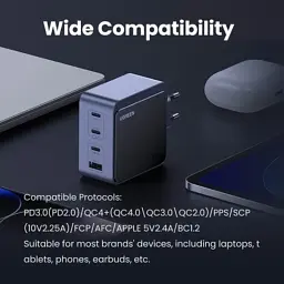 Зарядний пристрій Ugreen 4xUSB 100W (3xUSB-C+USB-A) Gan Nexode Fast Charger Grey X565 (35043) - мініатюра 2