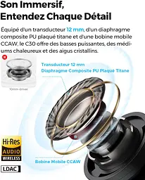 Бездротові навушники TWS SOUNDPEATS C30 з гібридним шумозаглушенням та Hi-Res Audio (Білий) - мініатюра 7