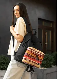 Жіночий рюкзак Sambag Active чорний тканевий з принтом "Africa" 40 х 33 х 14 см (11811147)