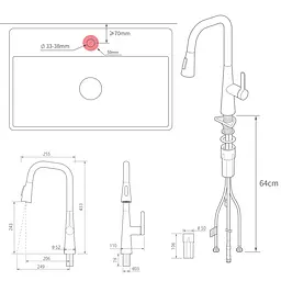 Висувний кухонний змішувач Xiaomi MiJia Pull-out Kitchen Faucet S1 (MJCLSCFLT01DB) - мініатюра 8