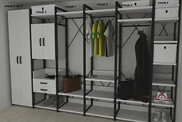 Шафа Гардероб Уні секція 2 серії Конект Ferrum-decor 220x60x50см Чорний метал ДСП Білий 32 мм (FRD-104535) - мініатюра 2