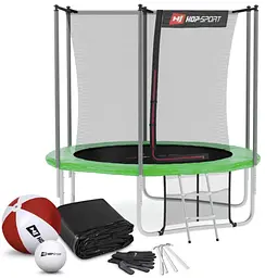 Батут Hop-Sport 8ft (244см) зелений з внутрішньою сіткою - мініатюра 1