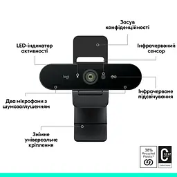 Веб-камера Logitech Brio 4K Graphite (960-001718) - мініатюра 5
