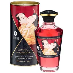 Розігріваюче масло Shunga Aphrodisiac Warming Oil Sparkling Strawberry Wine без цукру 100 мл