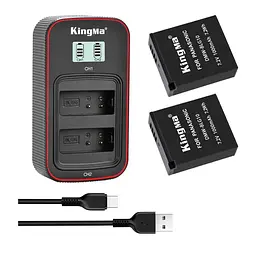 3-Pack KingMa Panasonic DMW-BLG10 (2 АКБ KingMa DMW-BLG10 та 1 ЗУ на дві батареї)