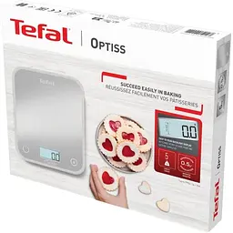 Ваги кухонні Tefal Optiss 5 кг скло AAAx2 в комплекті сріблясті (BC50U4V0) - мініатюра 3