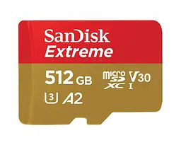 Карта пам'яті microSDXC (UHS-1 U3) SanDisk Extreme A2 512Gb class 10 V30 (R190MB/s,W130MB/s) (adapter SD) - мініатюра 3