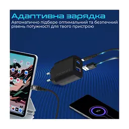 Зарядний пристрій Promate 17W USB-C + USB-A (biplug-2.black) - мініатюра 4