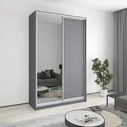 Шафа-купе дводверна MebelStar Комбо AL ДСП/Дзеркало 150x60x240 см Антрацит (MBS-4128)