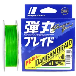 Шнур Major Craft Dangan Braid X4 200m (салат.) 1.5/0.17mm 25lb/10.5kg