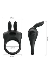 Ерекційне віброкільце Pretty Love Davion Penis Ring Black, 7.4 см (чорний) - мініатюра 3