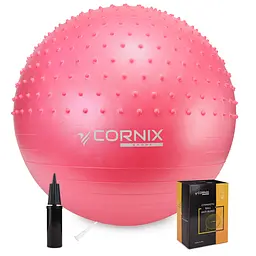 М'яч для фітнесу (фітбол) Cornix 55 см напівмасажний Anti-Burst Pink XR-0461