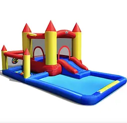 Надувний водний центр Costway Happyland з гіркою 400см з вентилятором