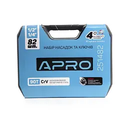 Набір насадок та інструментів Apro CrV 1/4" 1/2" 90Т з гайковими ключами 82 шт. 30412 - мініатюра 6