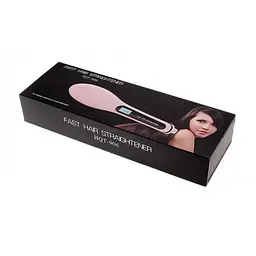 Гребінець випрямляч для волосся з підігрівом та Led дисплеєм Fast Hair Straightener рожевий - мініатюра 4