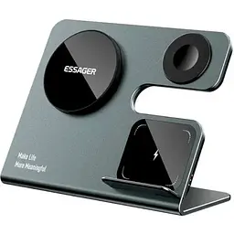 Бездротовий мультизарядний пристрій Essager Ruicheng desktop magnetic suction 15W (3 in 1) чорний