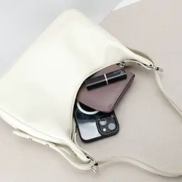 Сумка багет жіноча шкіряна бежева Handycover S453 на плече - мініатюра 4