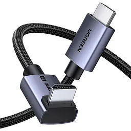 Кабель HDMI UGREEN HD188 2.1 кутовий 90° 8K 60 Гц 1 м чорний (95826)