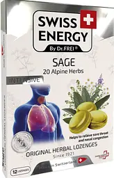 Льодяники від застуди Swiss Energy Herbal Lozenges Blister 20 herbs + Sage 12 льод