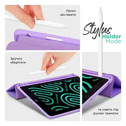 Чохол-книжка для планшета Apple iPad 10.2 (2019)/10.2 (2020)/10.2 (2021), Smart Fold Pen, фіолетовий, 10.2 дюймів, з екошкіри + TPU, з магнітною застібкою, підставкою, тримачем під стилус, протиударний, з функцією Wake/Sleep - мініатюра 5