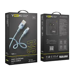 Кабель для заряджання та обміну даними USB Yoki YK-SI50 SILICONE Series USB/Type C 60W 3A/20V 1.2 м Синій - мініатюра 2