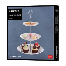 Блюдо 3-х ярусне Ardesto 26.8х26.8х34.5 см біле (AR0960) - мініатюра 4
