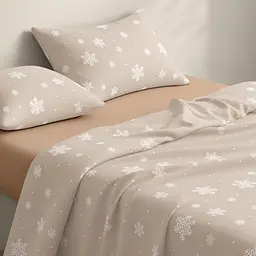 Наволочка Cosas Snowflakes latte фланелева 70х70 см бежева (Flannel_SnowflakesLatte_70x70) - мініатюра 4