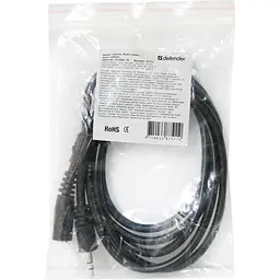 Кабель AUX Audio 3.5мм M/F 1.5м JACK02-05 чорний Defender - мініатюра 3