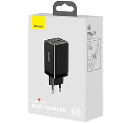 Зарядное устройство Baseus GaN3 Pro 3 порта 2C+U 65W (CCGP050101) - мініатюра 6