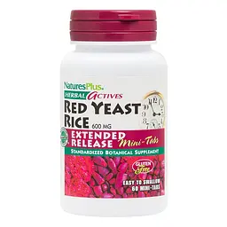 Натуральна добавка Natures Plus Herbal Actives Red Yeast Rice 600 mg, 60 міні таблеток