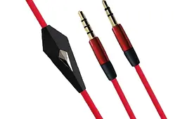 Кабель AUX Audio TRRS-TRS 3.5 мм Male/Male з мікрофоном 1.2м червоний
