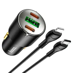 АЗП Hoco NZ6 PD45W (2Type-C/1USB) + Type-C to Lightning Black - мініатюра 5