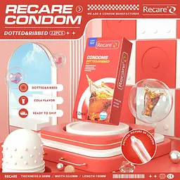 Презервативи Recare Cola Dotted&Ribbed Condoms 12 шт, з пухирцями та ребрами, аромат: Кола - мініатюра 5