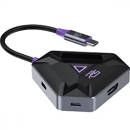 USB-Хаб Type-C-Хаб Proove Gaming Spectre (2*USB3.0 + Type-C + PD100W + HDMI) dark gray (HBPG10221205) - мініатюра 2