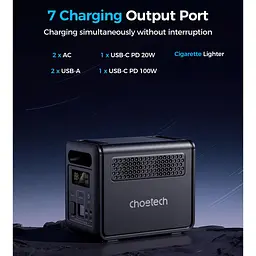 Зарядна станція Choetech BS068 / 1200 Вт / 1024 Вт/ч / LiFePO4 (BS068-EU-BKGY) - мініатюра 9