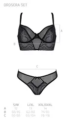 Комплект Passion DROSERA SET black, L/XL, сітка+мереживо, бюстьє та трусики танга - мініатюра 5