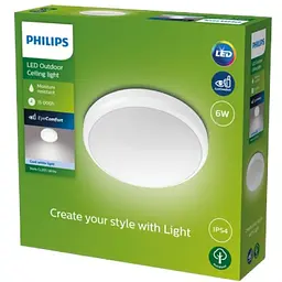 Світильник Philips Doris Outdoor Ceiling 6W 40K White IP54 HV для вуличного використання білий (929003191101) - мініатюра 2