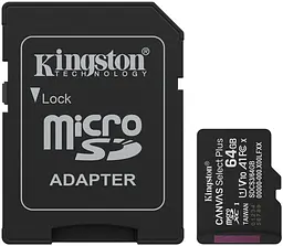 Карта пам'яті microSD 64GB C10 UHS-I A1 V10 R100MB/s + SD Kingston teh0025041