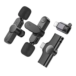 Мікрофонна система бездротова Borofone BFK12 Trophy lavalier wireless digital microphone(iP/Type-C) чорний - мініатюра 2