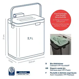 Відро для органічних відходів KELA Plata сріблясте, 2,1 л (12129) - мініатюра 3