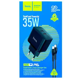 МЗП Hoco N29 PD35W (2USB-C) + кабель Type-C to Lightning Black - мініатюра 5