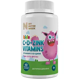 Вітаміни С+D+Цинк для дітей My Nutri Week 60 желейних пастилок