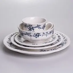Столовий набір посуду Yiwu Vintage YY78-10A фарфоровий, 32 предмети на 6 персон, синій візерунок - мініатюра 8