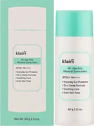 М’який мінеральний сонцезахисний крем Klairs All-day Airy Mineral Sunscreen 60 г - мініатюра 2