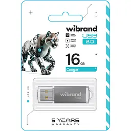 USB флеш-накопичувач Wibrand Cougar 16GB USB-A 2.0 Silver (WI2.0/CU16P1S) [170511] - мініатюра 2