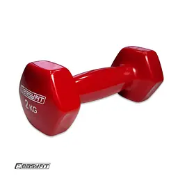 Гантель для фітнесу 2.0 кг EasyFit із вініловим покриттям червона (EF-0020-R)