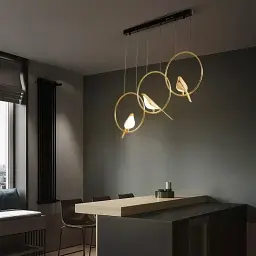 Світильник підвісний LED Levistella 784V1003-3B BK+FGD, 16W, чорний метал + золото акрил, сучасний стиль для дому - мініатюра 3
