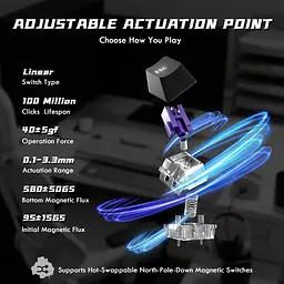 Ігрова магнітна дротова клавіатура Attack Shark R85 / Дротове підключення / Magnetic Switch / Black - мініатюра 5